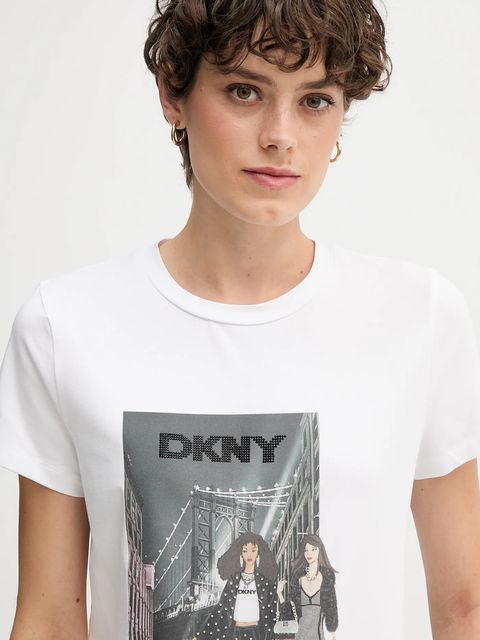 Dkny t-shirt KNIT TOPS damski kolor biały P5MOHWNA