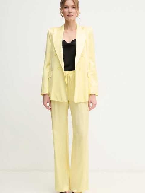 ERMANNO Firenze spodnie damskie kolor żółty proste high waist 56TP078EL1