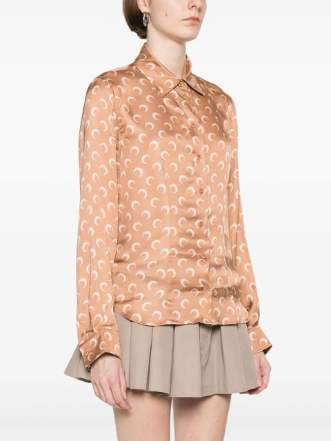 Marine Serre Crescent Moon-printed shirt - Orange