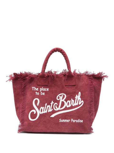 MC2 Saint Barth Vanity fringed logo-print tote bag - Red - zdjęcie produktu nr 1