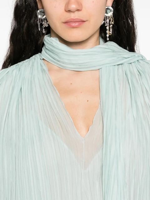 Blumarine pleated asymmetric midi dress - Green