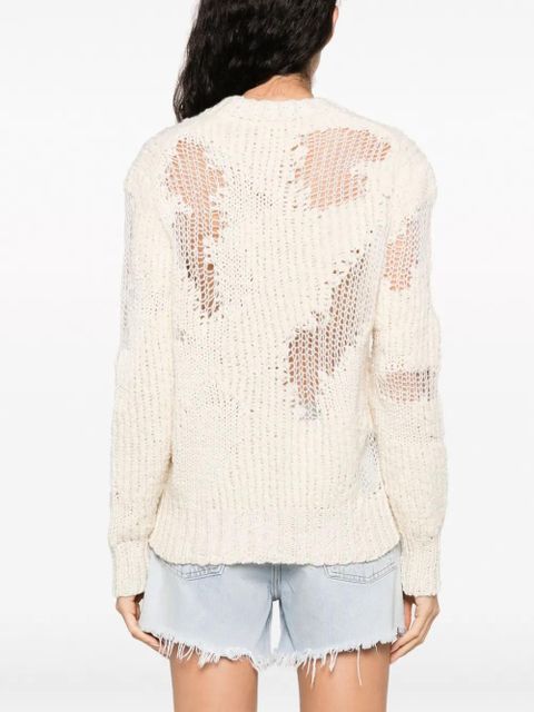 Chloé Generous chunky-knit distressed jumper - White