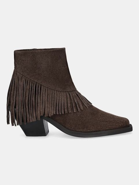 Answear.LAB kowbojki zamszowe kolor brązowy na słupku