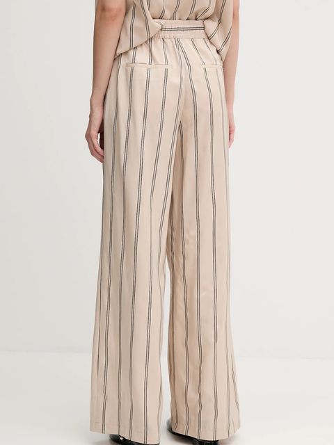 Marc Aurel spodnie damskie kolor beżowy szerokie high waist 1856-1000-93421