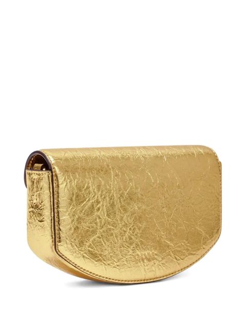 GANNI logo-plaque chain cross body bag - Gold