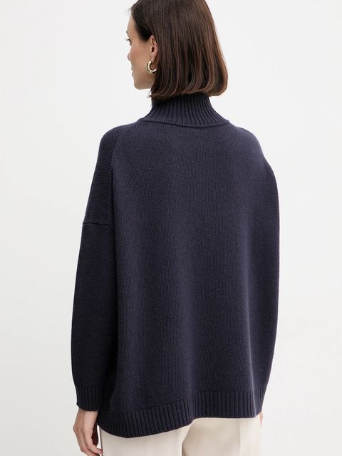 Weekend Max Mara sweter wełniany BORGIA damski kolor granatowy z golfem 2525366112600