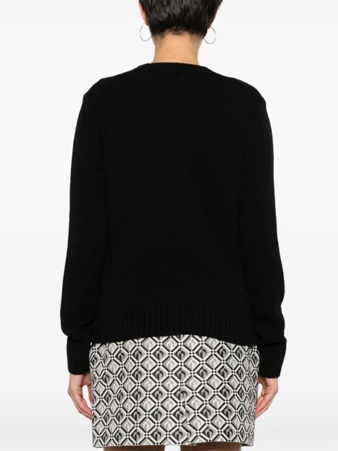 Moncler embroidered-logo crew-neck jumper - Black