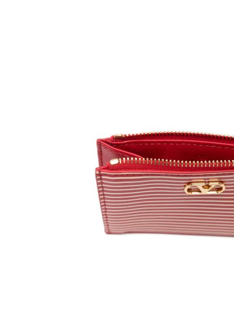 Valentino Garavani striped logo-detail card holder - Red