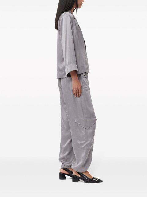 GANNI double-breasted satin blazer - Grey