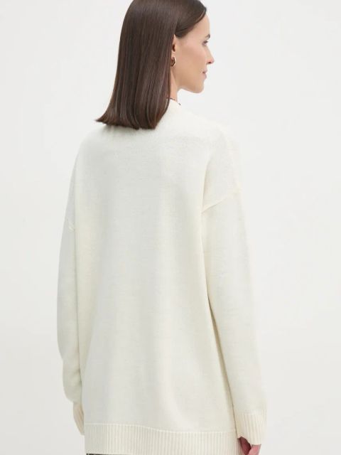 Sisley kardigan wełniany kolor beżowy lekki 122NM602E