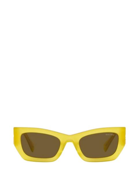 Miu Miu logo-plaque rectangle-frame sunglasses - Yellow - zdjęcie produktu nr 1