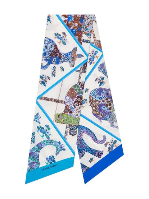 Ferragamo floral silk scarf - Blue - zdjęcie produktu nr 1