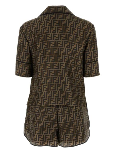 FENDI logo-print silk pyjama set - Brown
