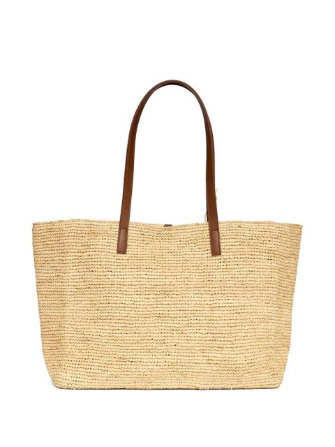 MC2 Saint Barth City logo-embroidered raffia tote bag - Neutrals
