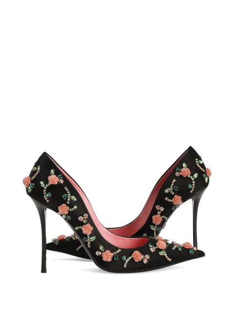 Dolce & Gabbana satin pumps with embellishment - Black