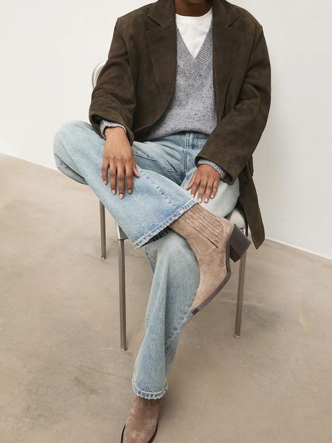 Answear.LAB sztyblety zamszowe kolor beżowy na słupku - zdjęcie produktu nr 1