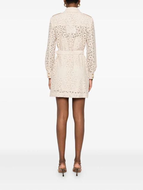 ZIMMERMANN floral-lace belted mini dress - Neutrals