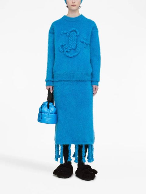 Jil Sander logo-embroidered chunky-knit jumper - Blue