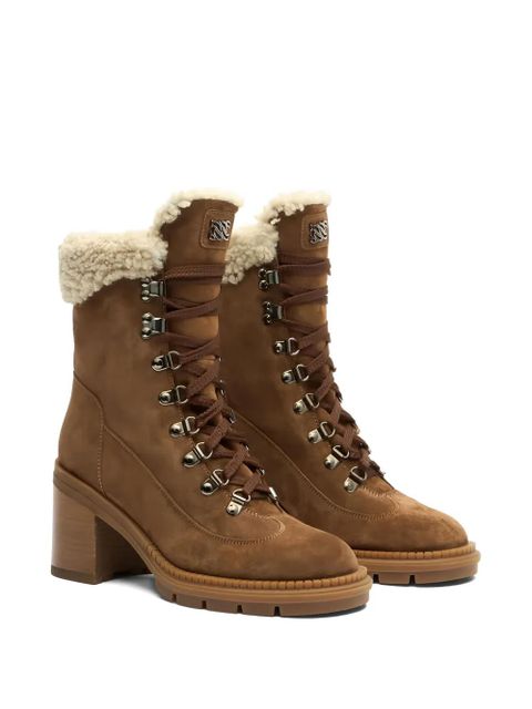 Casadei lace-up shearling boots - Brown