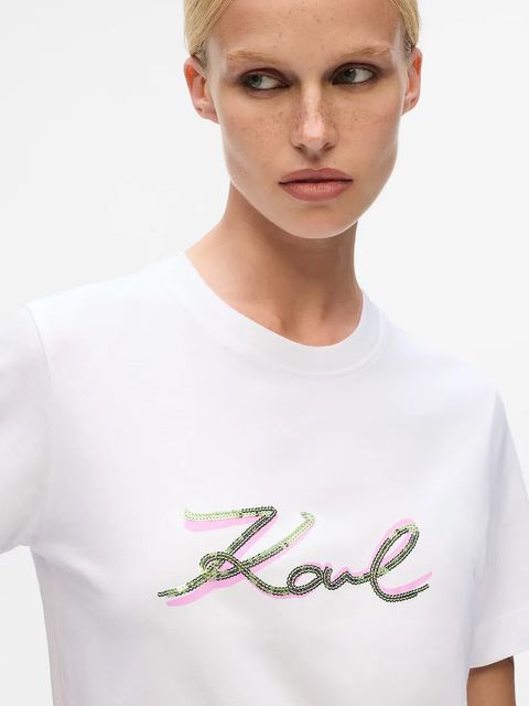 Karl Lagerfeld t-shirt bawełniany damski kolor biały A4W17052