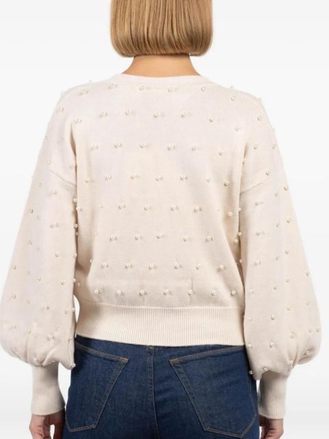 ZIMMERMANN pearl-embellished balloon-sleeve cardigan - White
