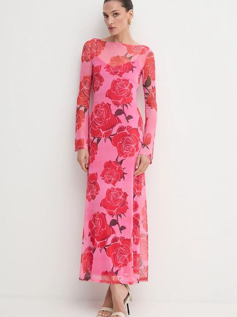 Never Fully Dressed sukienka kolor różowy maxi dopasowana NFDDR2830