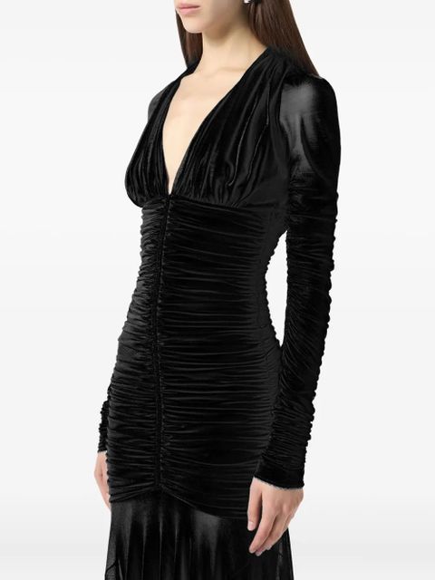 Blumarine ruched long-sleeve gown - Black