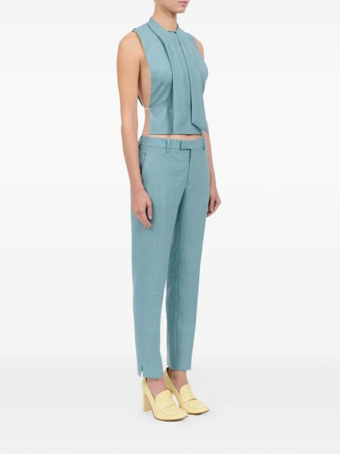 MM6 Maison Margiela pussy-bow cropped scarf top - Blue