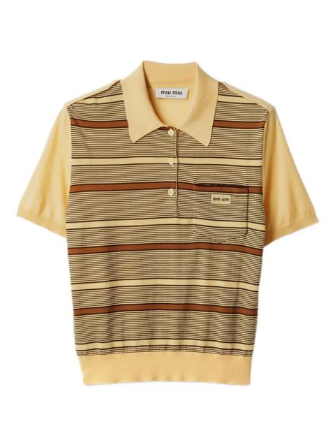 Miu Miu striped intarsia logo polo shirt - Yellow - zdjęcie produktu nr 1