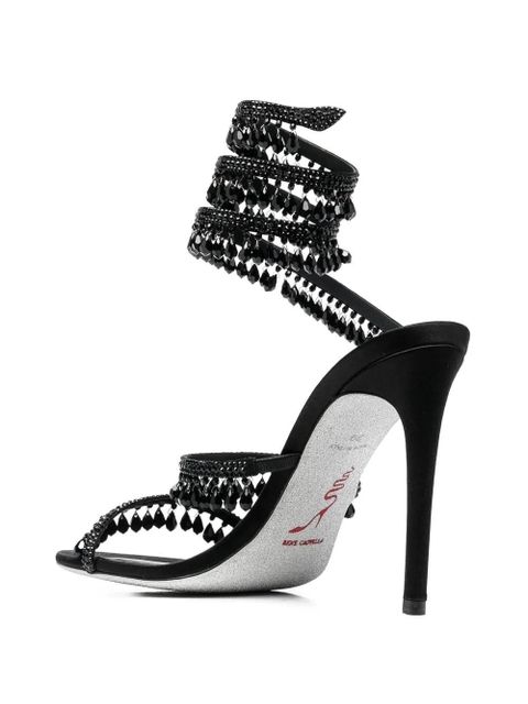 René Caovilla Chandelier crystal-embellished sandals - Black