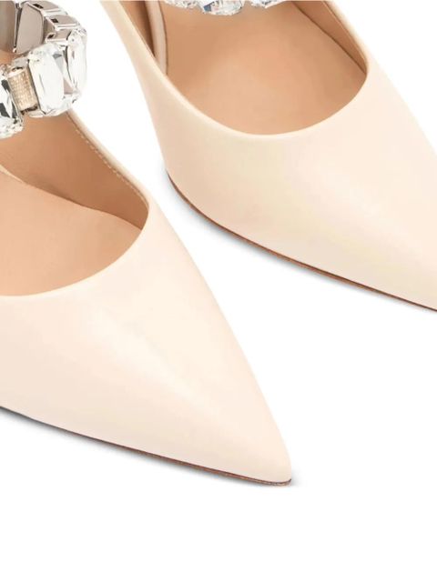 Casadei 100mm Julia Minorca crystal-embellished pointed-toe pumps - White