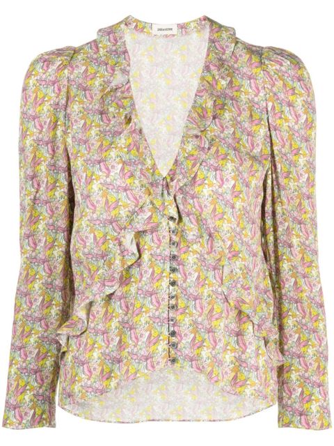 Zadig&Voltaire Tresse ruffled long-sleeve blouse - Neutrals - zdjęcie produktu nr 1