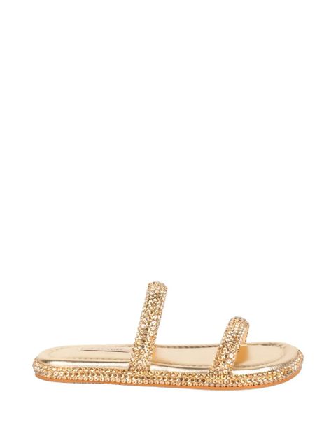 Casadei crystal-embellished double-strap sandals - Gold - zdjęcie produktu nr 1