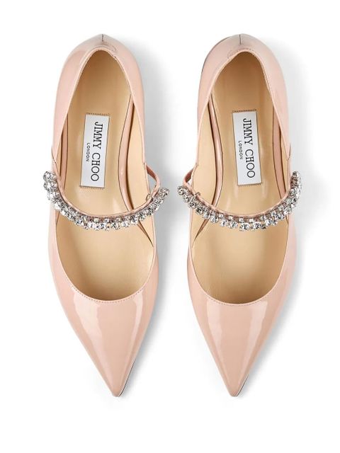 Jimmy Choo Bing crystal-strap ballerina shoes - Pink