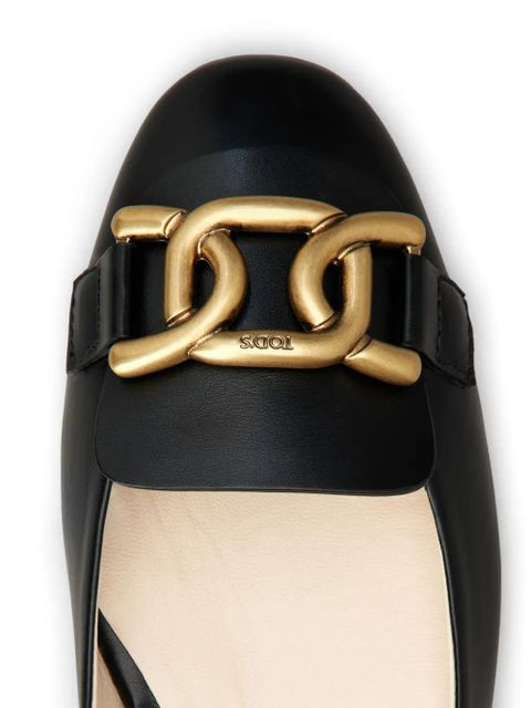 Tod's logo-plaque ballerina shoes - Black
