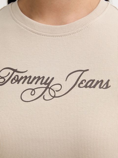 Tommy Jeans t-shirt damski kolor beżowy DW0DW21838