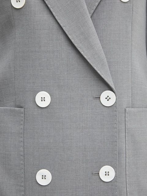 Luisa Spagnoli marynarka z domieszką wełny kolor szary dwurzędowa gładka 541870