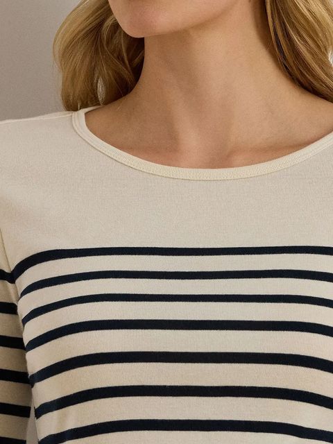 Lauren Ralph Lauren bluzka bawełniana damska kolor beżowy wzorzysta 200980046