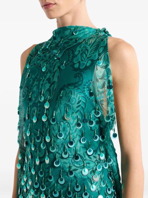 ETRO paisley-print sequin mini dress - Green