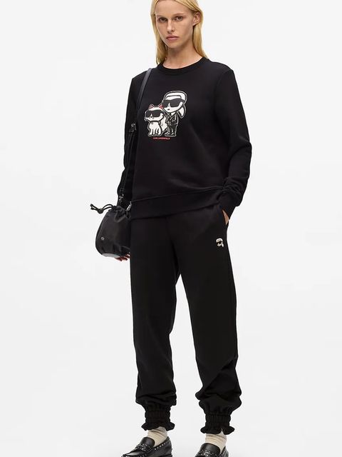 Karl Lagerfeld bluza IKON damska kolor czarny z nadrukiem A4W20045