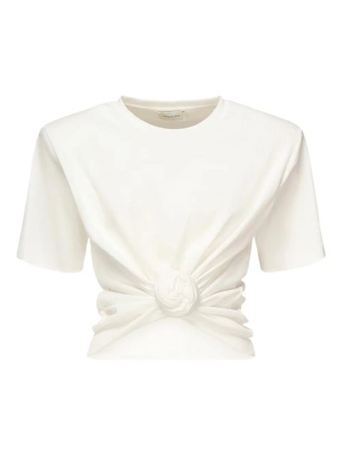 Magda Butrym rose-knot ribbed T-shirt - White - zdjęcie produktu nr 1