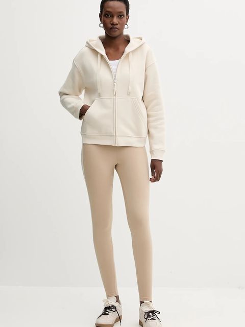 Weekend Max Mara legginsy BASILIO damskie kolor beżowy z nadrukiem 2525786061600