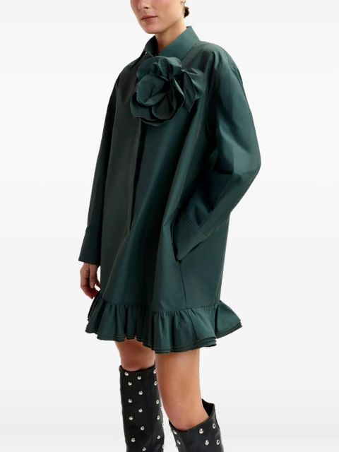 Essentiel Antwerp flower-embellished ruffled-hem mini dress - Green - zdjęcie produktu nr 2