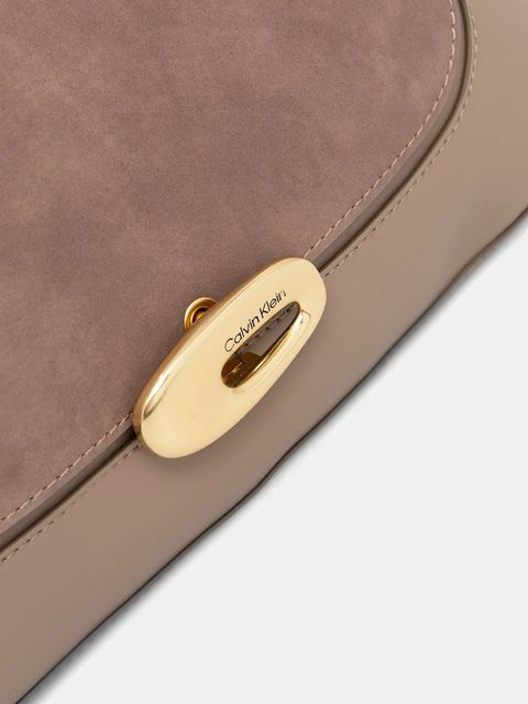 Calvin Klein torebka skórzana kolor beżowy LV04F3337G