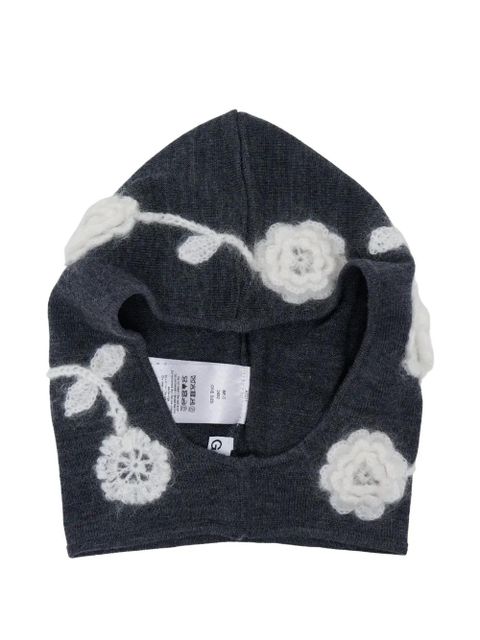 GANNI crochet-flowers balaclava - Grey