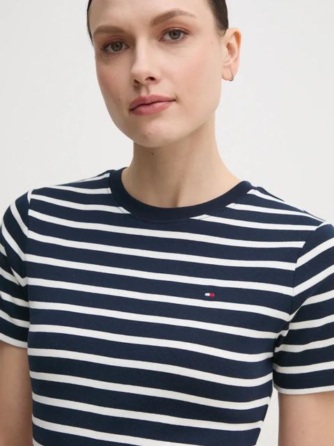 Tommy Hilfiger t-shirt bawełniany damski kolor niebieski WW0WW40587