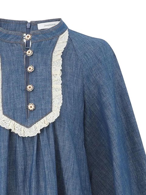 ZIMMERMANN lace-trim mini dress - Blue - zdjęcie produktu nr 2