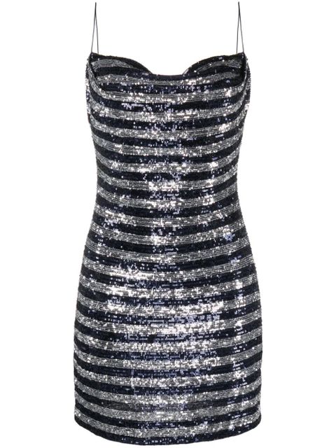 Balmain striped sequinned-tulle minidress - Blue - zdjęcie produktu nr 1
