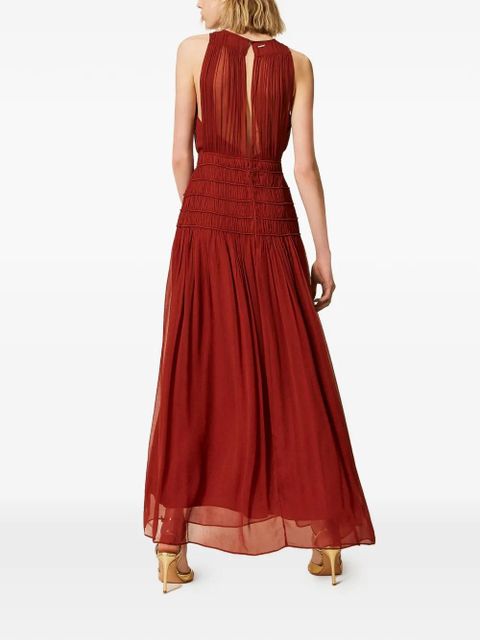 TWINSET pleated long dress - Brown
