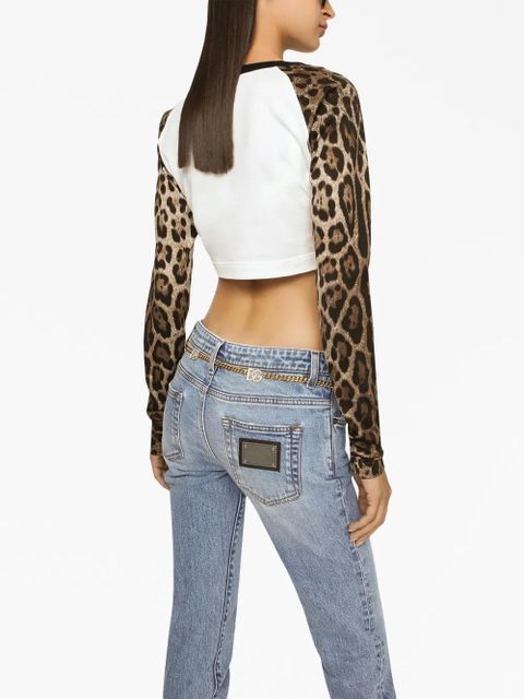 Dolce & Gabbana logo-patch low-rise bootcut jeans - Blue